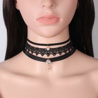 Fashion New Gothic Neckband Choker Collar Lace Necklace Set sku image 2
