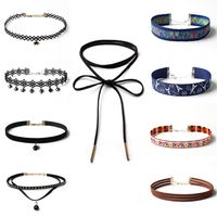 Fashion New Gothic Neckband Choker Collar Lace Necklace Set sku image 4