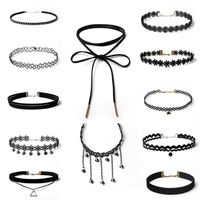 Fashion New Gothic Neckband Choker Collar Lace Necklace Set sku image 6