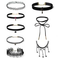 Fashion New Gothic Neckband Choker Collar Lace Necklace Set sku image 3