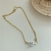 Baroque Shaped Pearl Long Copper Chain Retro Clavicle Chain Simple Palace Style Necklace For Women sku image 1