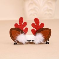 Christmas Small Gifts For Children Gift Gold Powder Antlers Mink Hair Clip Hairpin Set Headdress Christmas Head Buckle sku image 3