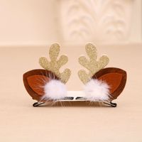 Christmas Small Gifts For Children Gift Gold Powder Antlers Mink Hair Clip Hairpin Set Headdress Christmas Head Buckle sku image 4