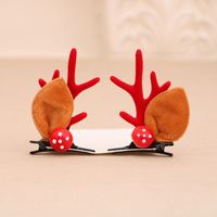 Christmas Small Gifts For Children Gift Gold Powder Antlers Mink Hair Clip Hairpin Set Headdress Christmas Head Buckle sku image 1