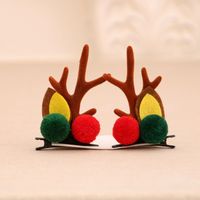 Christmas Small Gifts For Children Gift Gold Powder Antlers Mink Hair Clip Hairpin Set Headdress Christmas Head Buckle sku image 2