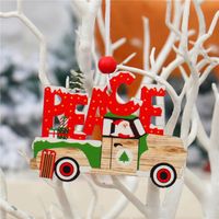 New Christmas Painted Wooden Small Pendant Christmas Decorations Christmas Tree Colorful Elderly Car Pattern Pendant sku image 6