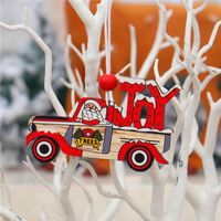 New Christmas Painted Wooden Small Pendant Christmas Decorations Christmas Tree Colorful Elderly Car Pattern Pendant sku image 7