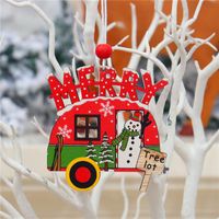 New Christmas Painted Wooden Small Pendant Christmas Decorations Christmas Tree Colorful Elderly Car Pattern Pendant sku image 8