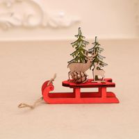 2020 New Wooden Color Assembled Sled Decoration Deer Carriage Gift For Pine Cone Yili Christmas Decorations sku image 3