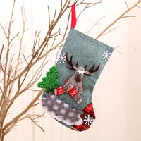 Nouvelles Chaussettes De Noël Moyennes En Lin Chaussettes D'ornements De Noël Du Père Noël sku image 2