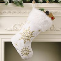 Christmas Decoration Flannel Pearl Snowflake Christmas Socks sku image 1