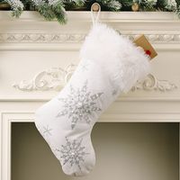 Christmas Decoration Flannel Pearl Snowflake Christmas Socks sku image 2