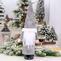 زينة Haube عيد الميلاد ، قبعة الثلج ، غطاء نبيذ الغابة ، دمية بلا وجه ، زجاجة نبيذ ، غطاء نبيذ شمبانيا sku image 2