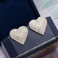 Fashion Metal Flashing Diamond Love Earrings Wholesale main image 3