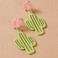 Korea Simple Forest Pearl Green Cactus Earrings Wholesale Nihaojewerly sku image 2