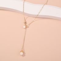 New Simple Elegant Versatile Single-layer Natural Freshwater Rice Bead Pendant Pull Buckle Necklace main image 1