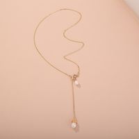 New Simple Elegant Versatile Single-layer Natural Freshwater Rice Bead Pendant Pull Buckle Necklace main image 4