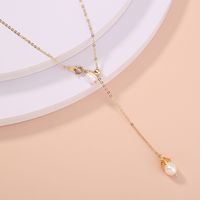 New Simple Elegant Versatile Single-layer Natural Freshwater Rice Bead Pendant Pull Buckle Necklace main image 5