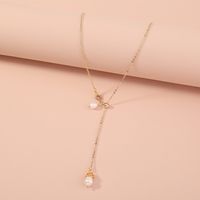 New Simple Elegant Versatile Single-layer Natural Freshwater Rice Bead Pendant Pull Buckle Necklace main image 6