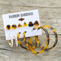 Fashion Geometric Retro Simple Inlaid Pearl Earring Set 5 main image 5