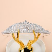 New Baroque Round Alloy Crown  High-end Zircon Crown Bridal Headband main image 3
