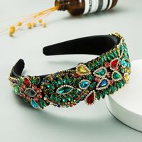 Fashion Inlaid Colored Rhinestones Cloth Baroque Style Wide  Headband Wholesale main image 3