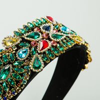 Fashion Inlaid Colored Rhinestones Cloth Baroque Style Wide  Headband Wholesale main image 4