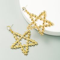 New Exaggerated Golden Five-pointed Star Chinese Style Alloy S925 Silver Needle Fashion Earrings main image 1