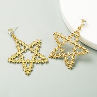 New Exaggerated Golden Five-pointed Star Chinese Style Alloy S925 Silver Needle Fashion Earrings main image 3