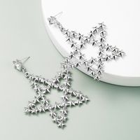 New Exaggerated Golden Five-pointed Star Chinese Style Alloy S925 Silver Needle Fashion Earrings main image 4