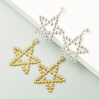 New Exaggerated Golden Five-pointed Star Chinese Style Alloy S925 Silver Needle Fashion Earrings main image 5