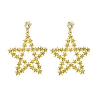 New Exaggerated Golden Five-pointed Star Chinese Style Alloy S925 Silver Needle Fashion Earrings main image 6