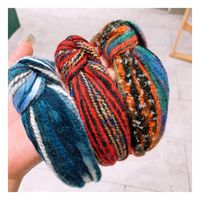 Retro New Cashmere Wool Yarn Small Fragrance  Mixed Color Middle Twisted Headband main image 2