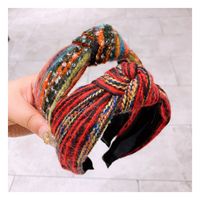Retro New Cashmere Wool Yarn Small Fragrance  Mixed Color Middle Twisted Headband main image 6