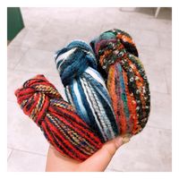 Retro New Cashmere Wool Yarn Small Fragrance  Mixed Color Middle Twisted Headband main image 5