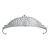 New Baroque Round Alloy Crown  High-end Zircon Crown Bridal Headband sku image 1