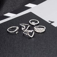 Fashion Personality Airplane Ring Love Leaf Five-piece Joint Finger Ring Bracelet main image 3