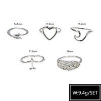 Fashion Personality Airplane Ring Love Leaf Five-piece Joint Finger Ring Bracelet main image 6
