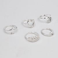 Fashion Personality Airplane Ring Love Leaf Five-piece Joint Finger Ring Bracelet main image 7