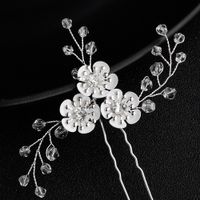 New Korean  Beautiful Antique Hand-woven Crystal Flowers Bridal Hairpin main image 5