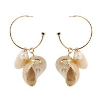 Womens Shell  Alloy-plated Beaded Beads Conch Seashell Earrings Ll190426119509 sku image 1