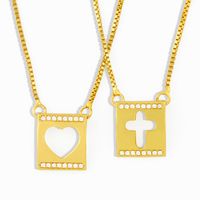 Korean Heart-shaped Square Geometric Pendant Diamond-studded Clavicle Chain Necklace Wholesale main image 1