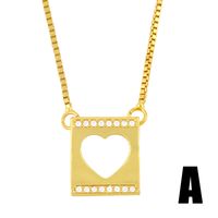 Korean Heart-shaped Square Geometric Pendant Diamond-studded Clavicle Chain Necklace Wholesale main image 3