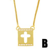 Korean Heart-shaped Square Geometric Pendant Diamond-studded Clavicle Chain Necklace Wholesale main image 4