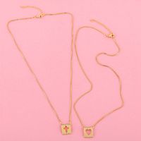 Korean Heart-shaped Square Geometric Pendant Diamond-studded Clavicle Chain Necklace Wholesale main image 6