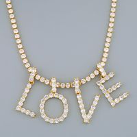 New 26 English Alphabet Necklaces Creative Jewelry Diamond Alphabet Necklace Wholesale main image 1