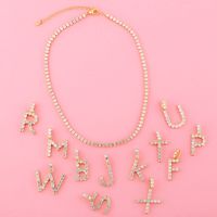 New 26 English Alphabet Necklaces Creative Jewelry Diamond Alphabet Necklace Wholesale main image 6