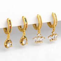 Fashion Creative Crown Diamond Micro-inlaid Color Zircon  Earrings main image 1