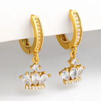 Fashion Creative Crown Diamond Micro-inlaid Color Zircon  Earrings main image 4