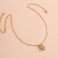 Korea's New Full Diamond Love Key Necklace Simple Clavicle Chain Jewelry Wholesale main image 4